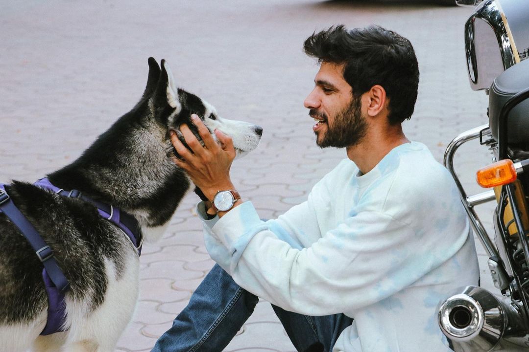 Ocean Sharma with his pet.